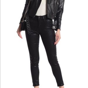Levi's Womens 721 High Rise Skinny Ankle Black Leopard Foil Jeans